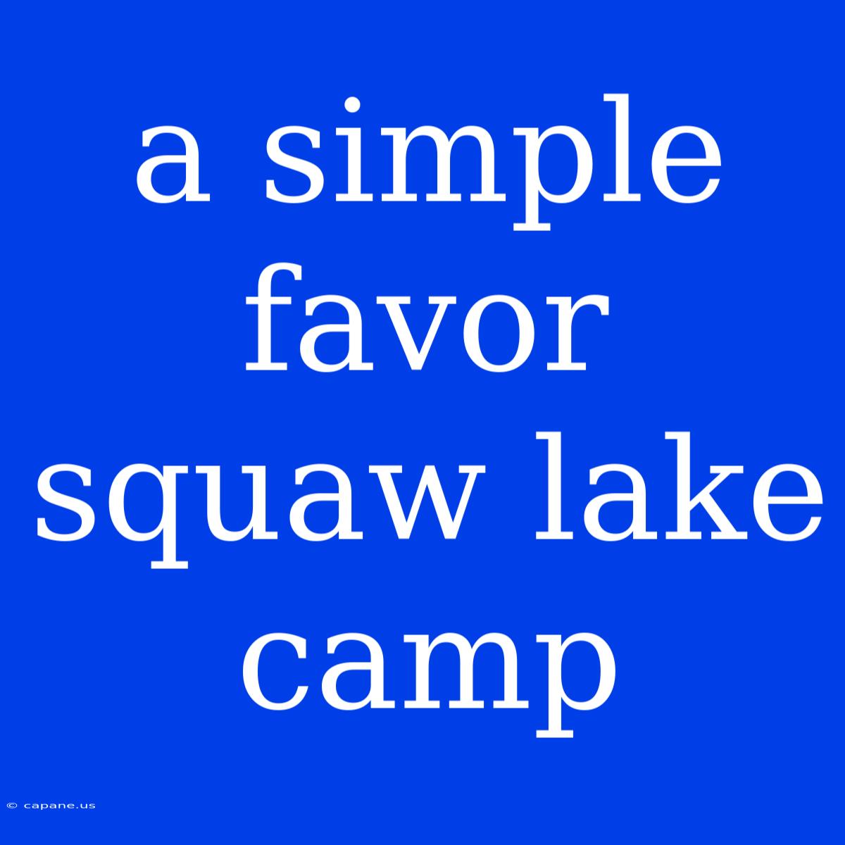 A Simple Favor Squaw Lake Camp