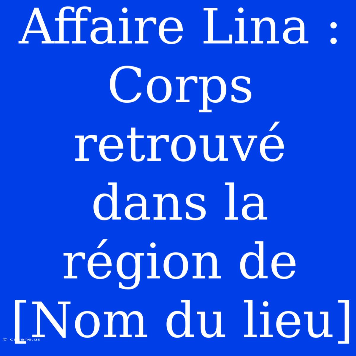 Affaire Lina : Corps Retrouvé Dans La Région De [Nom Du Lieu]