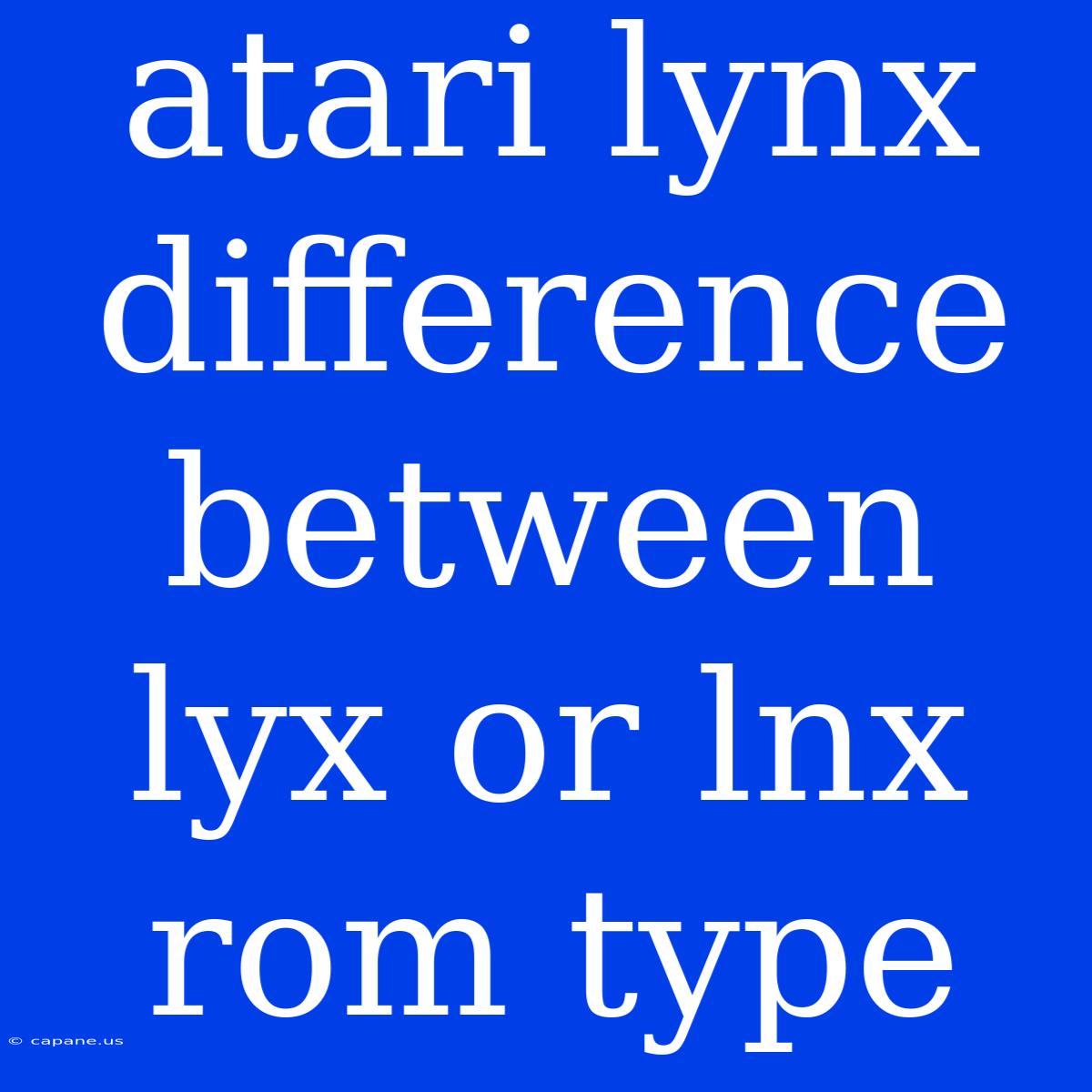 Atari Lynx Difference Between Lyx Or Lnx Rom Type