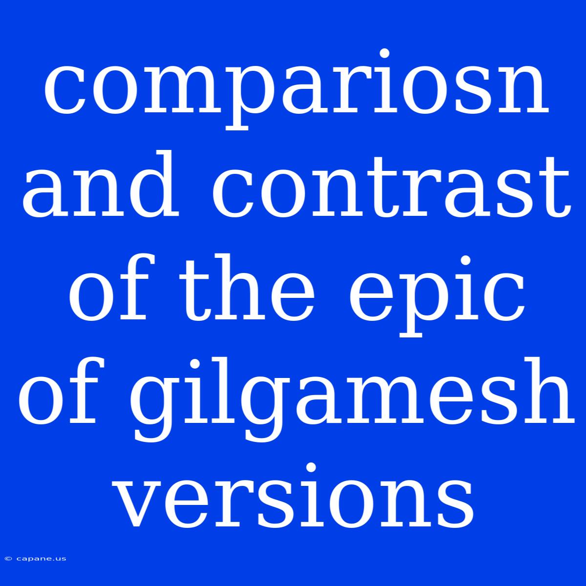 Compariosn And Contrast Of The Epic Of Gilgamesh Versions