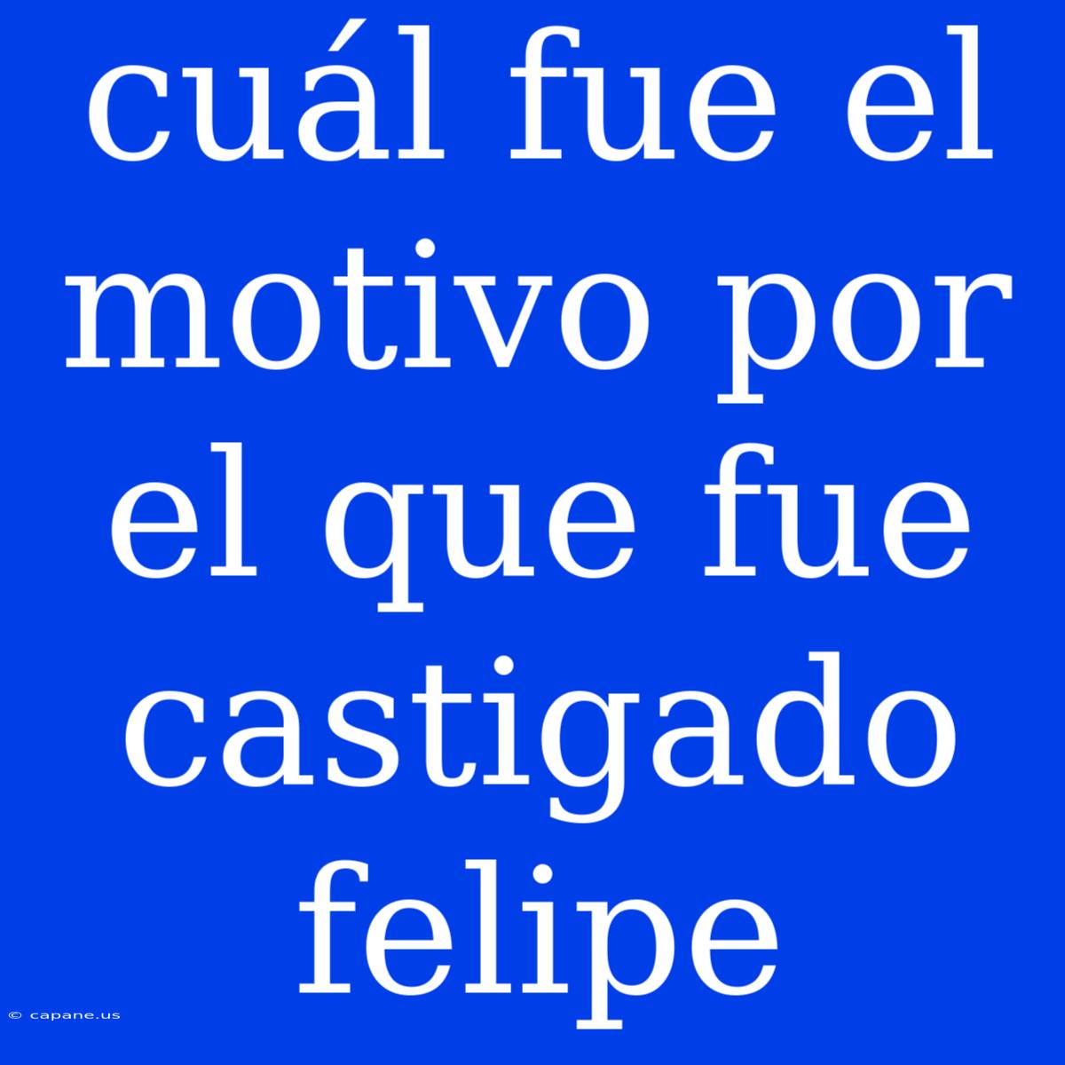 Cuál Fue El Motivo Por El Que Fue Castigado Felipe