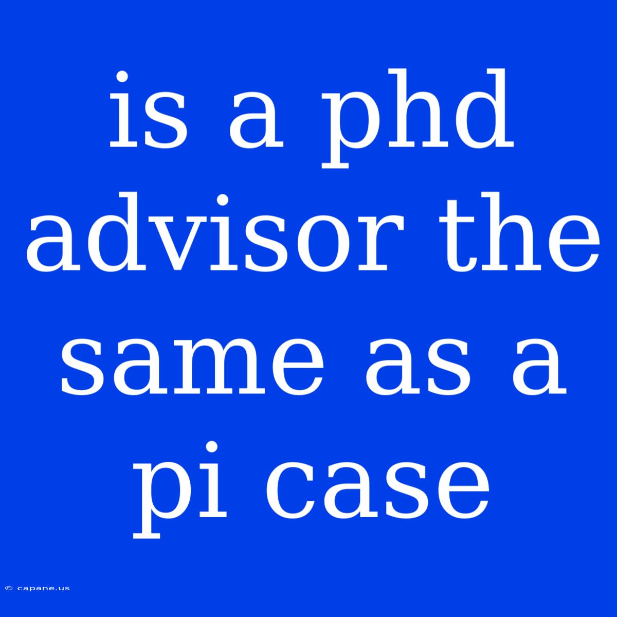 Is A Phd Advisor The Same As A Pi Case