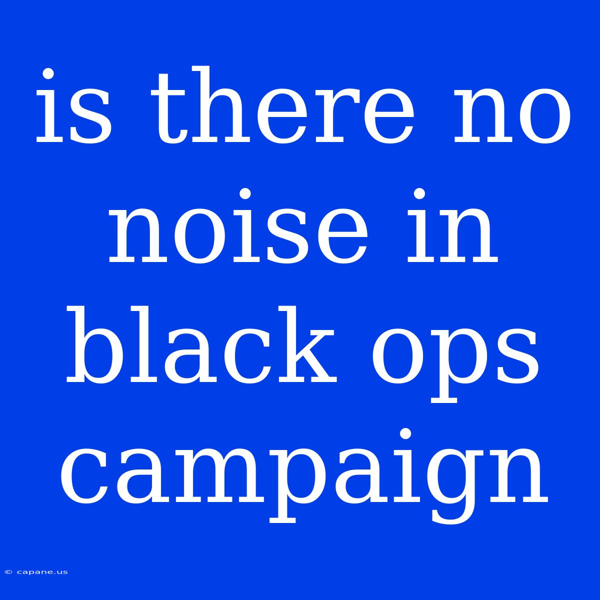 Is There No Noise In Black Ops Campaign