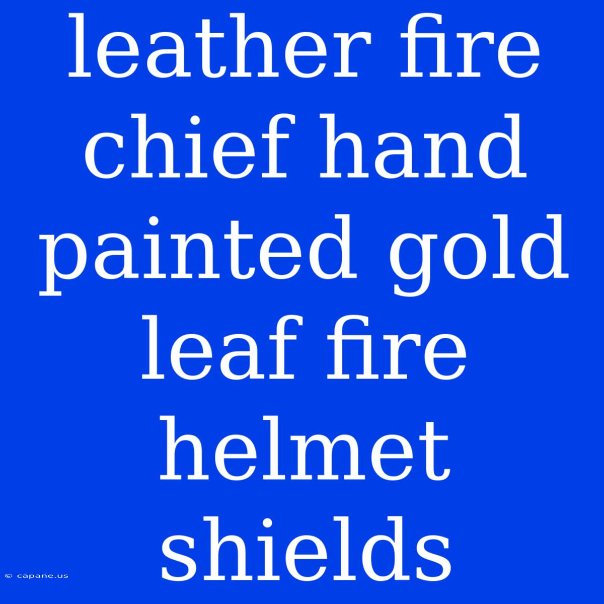 Leather Fire Chief Hand Painted Gold Leaf Fire Helmet Shields