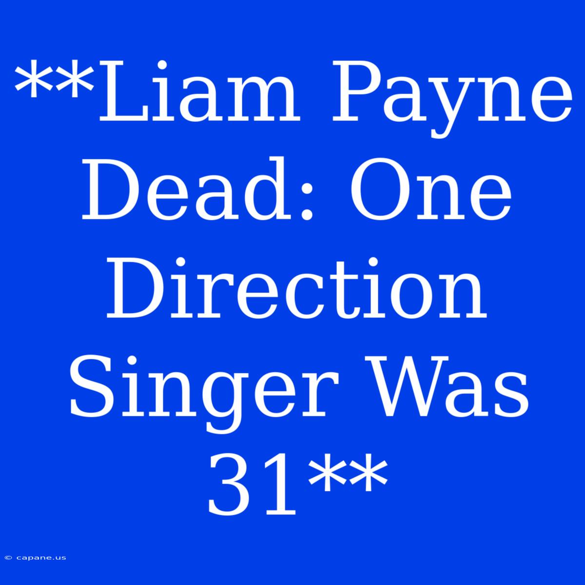 **Liam Payne Dead: One Direction Singer Was 31**