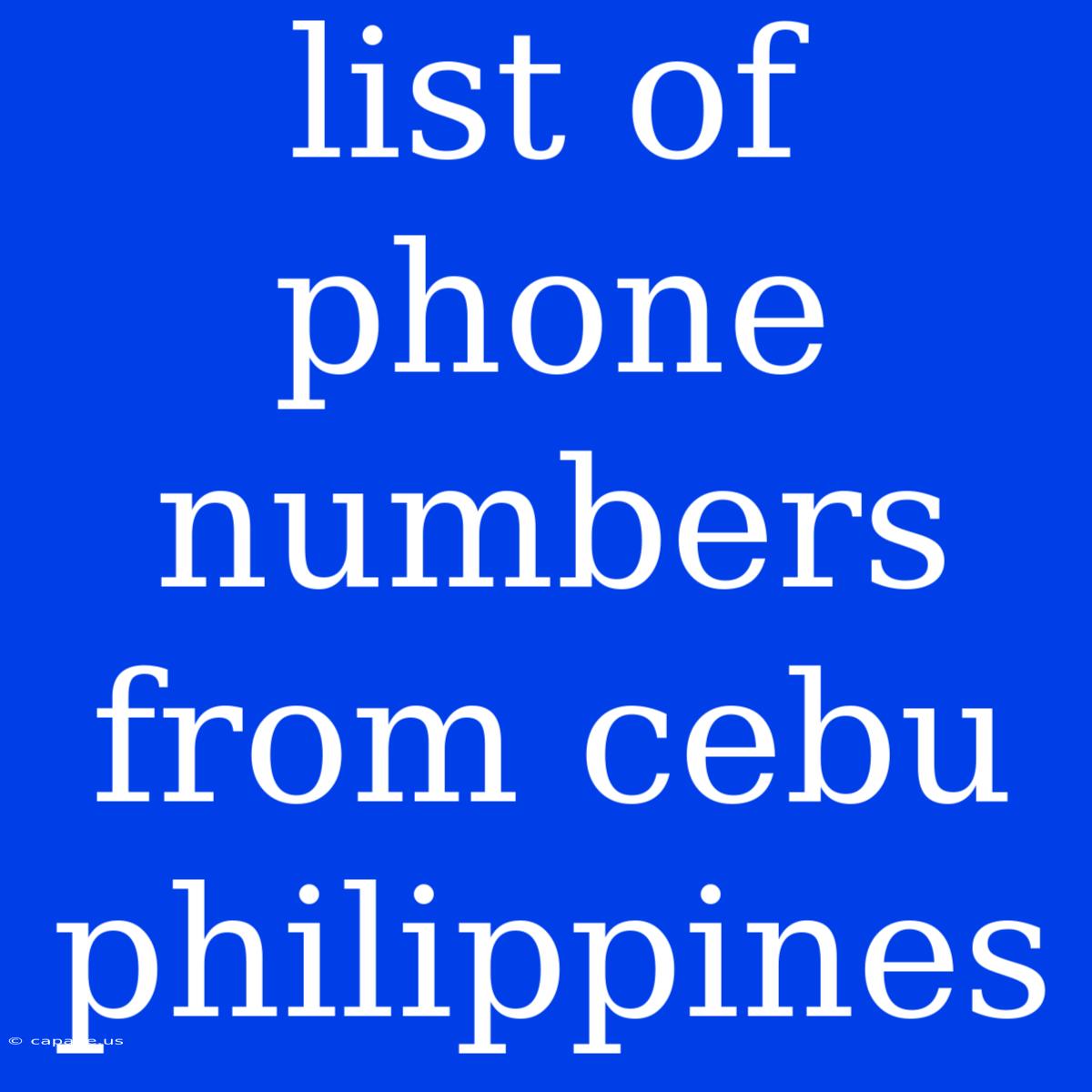 List Of Phone Numbers From Cebu Philippines