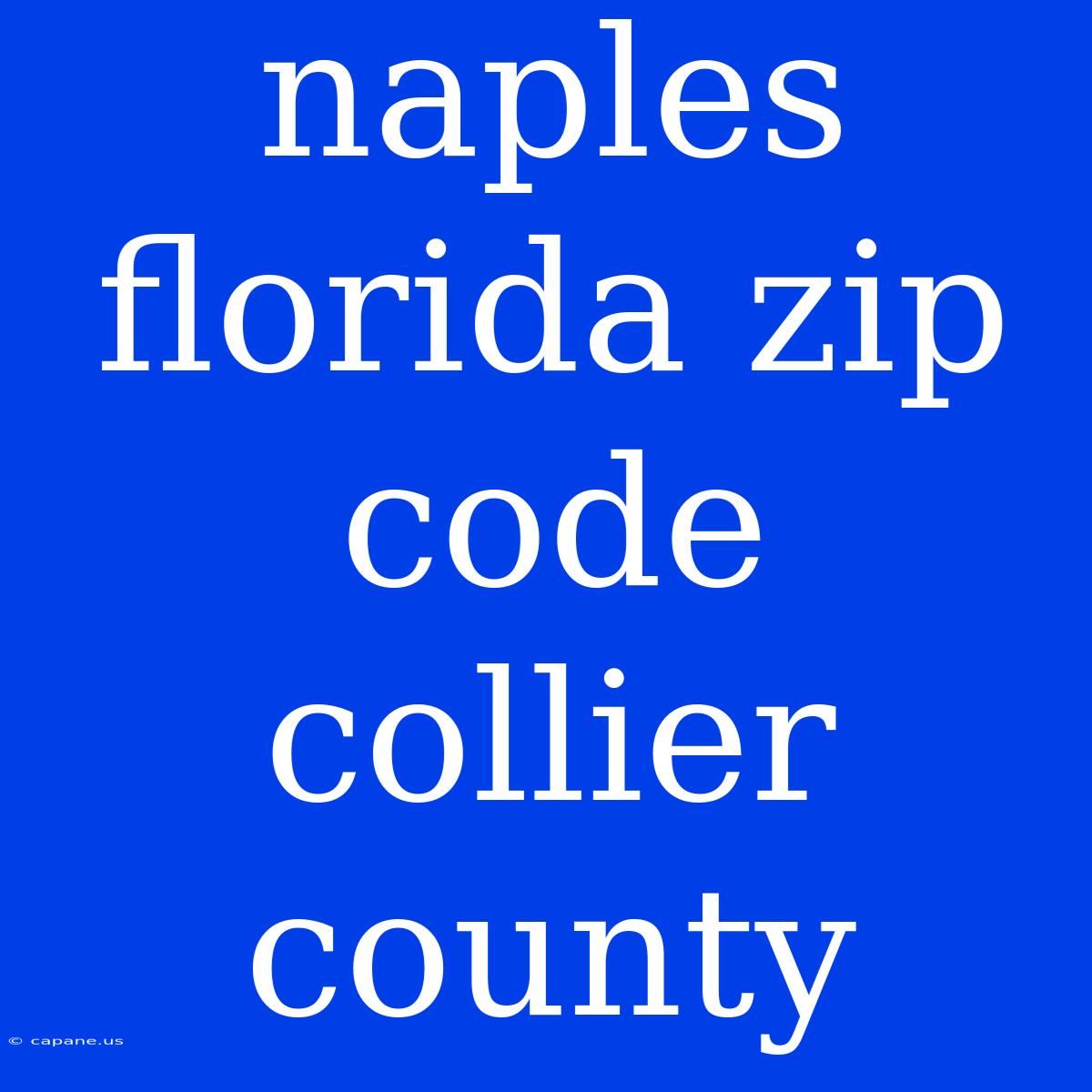 Naples Florida Zip Code Collier County