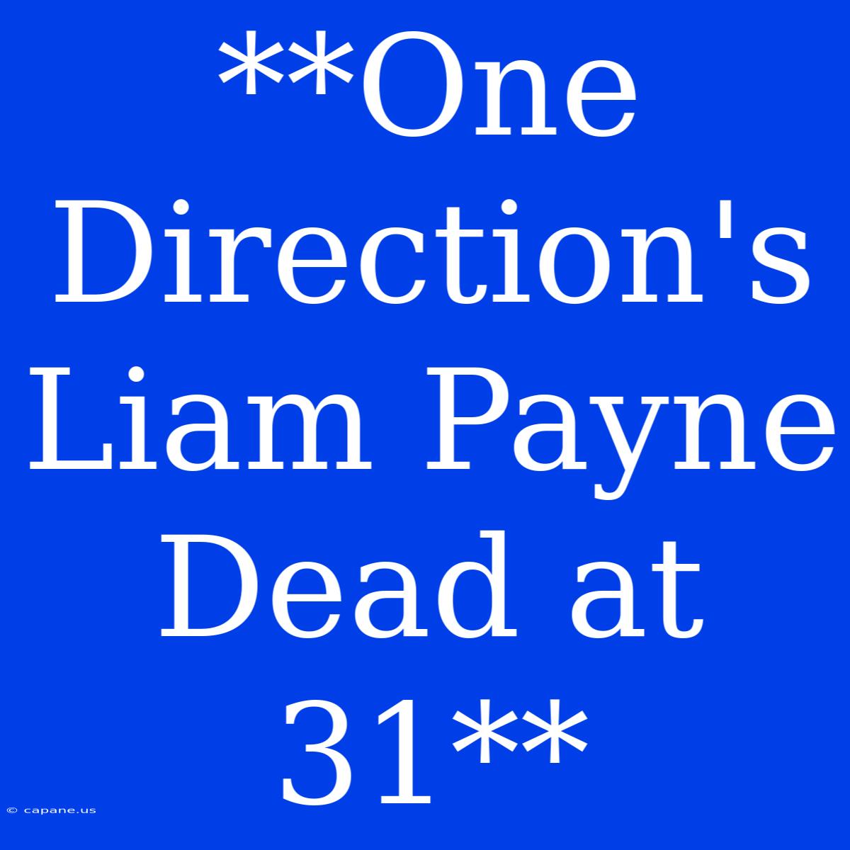 **One Direction's Liam Payne Dead At 31** 