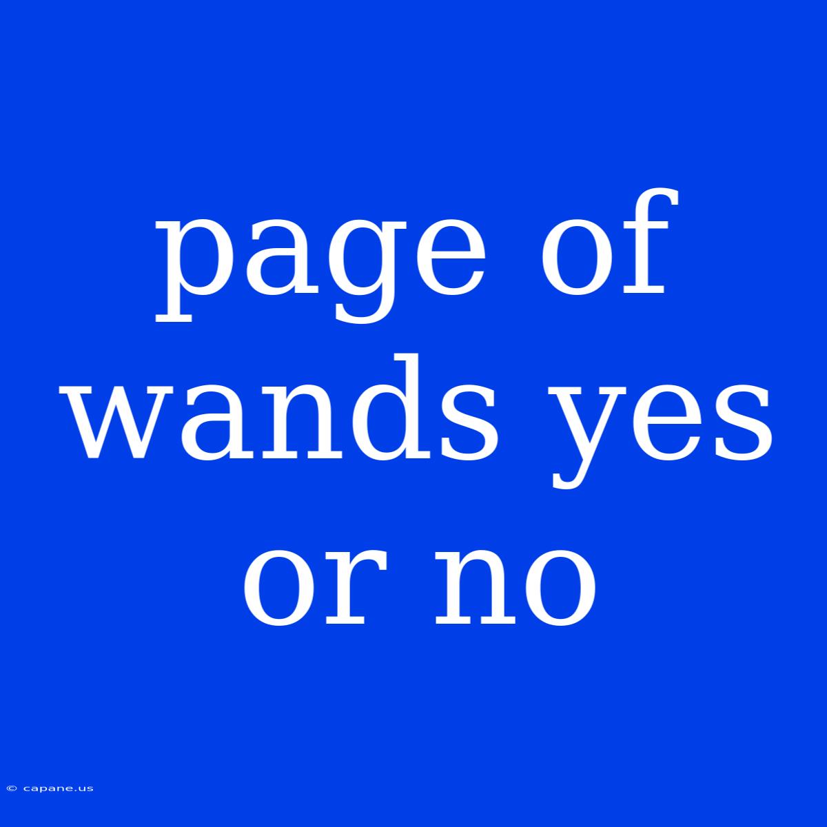 Page Of Wands Yes Or No