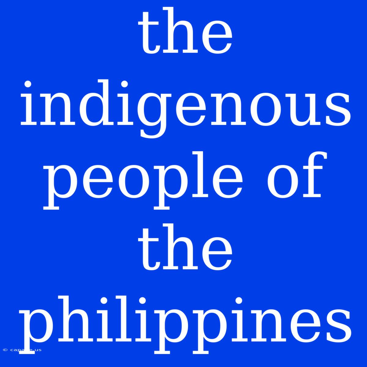 The Indigenous People Of The Philippines