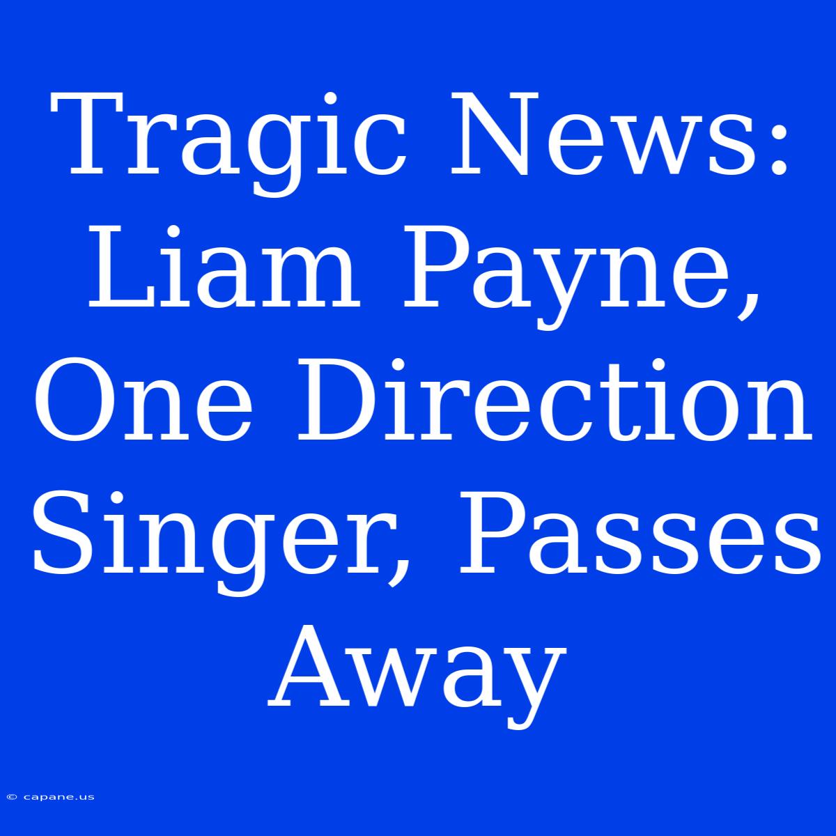 Tragic News: Liam Payne, One Direction Singer, Passes Away 