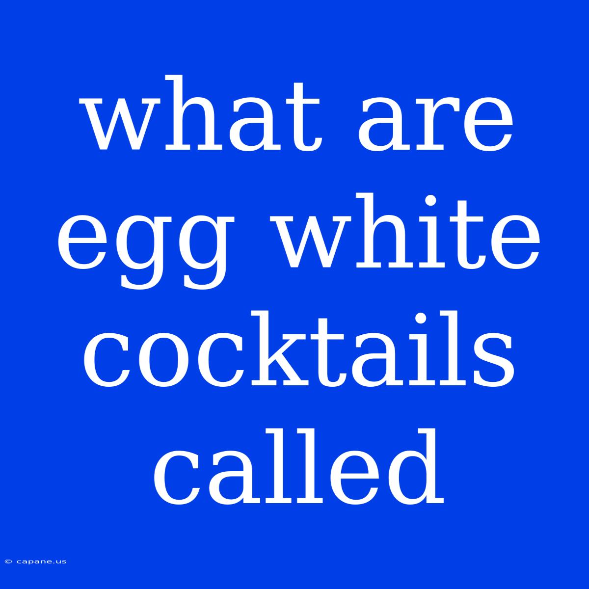 What Are Egg White Cocktails Called