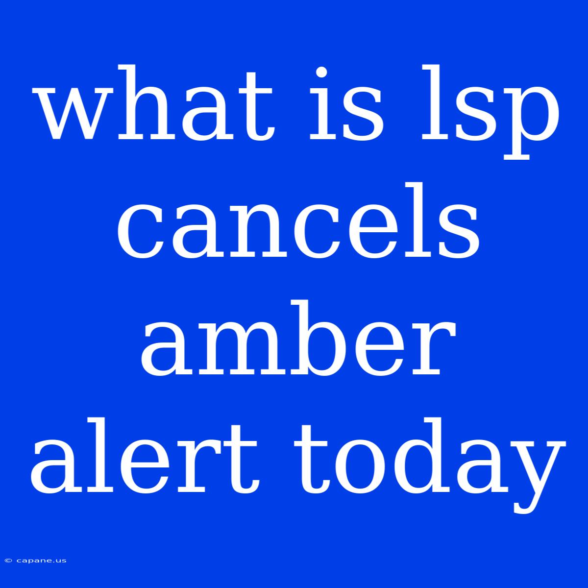 What Is Lsp Cancels Amber Alert Today