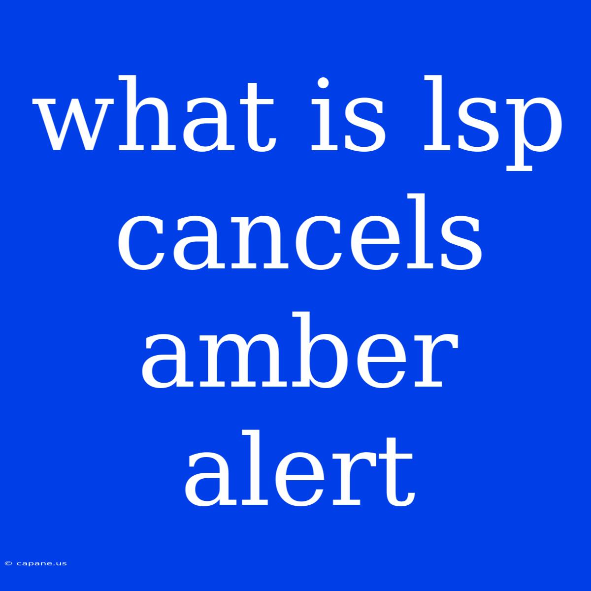 What Is Lsp Cancels Amber Alert