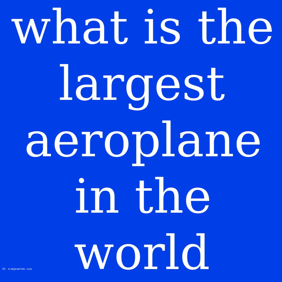 What Is The Largest Aeroplane In The World