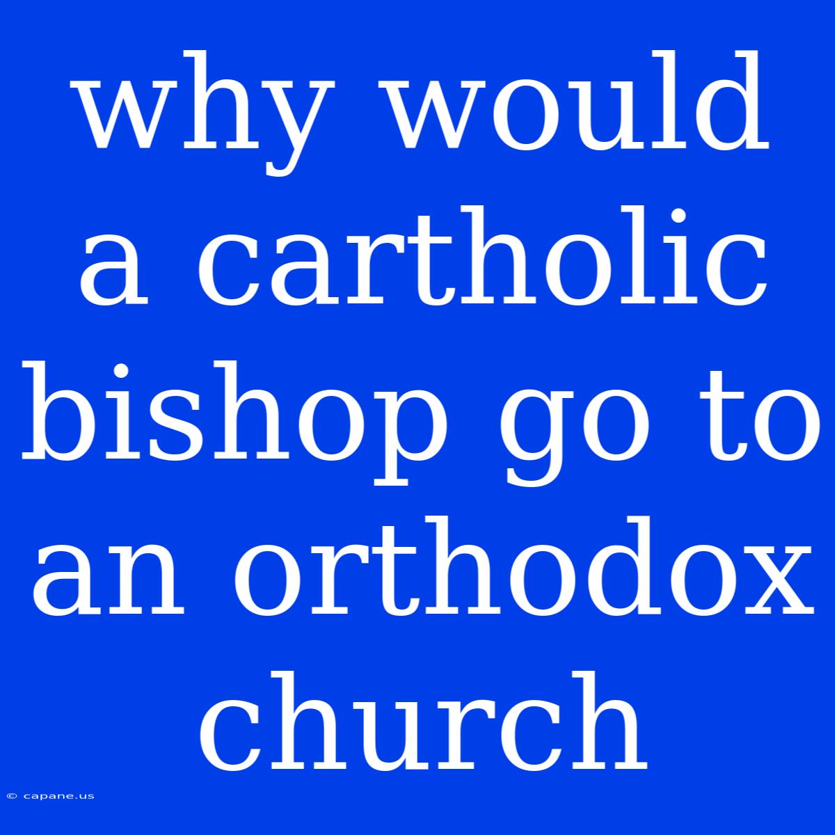 Why Would A Cartholic Bishop Go To An Orthodox Church